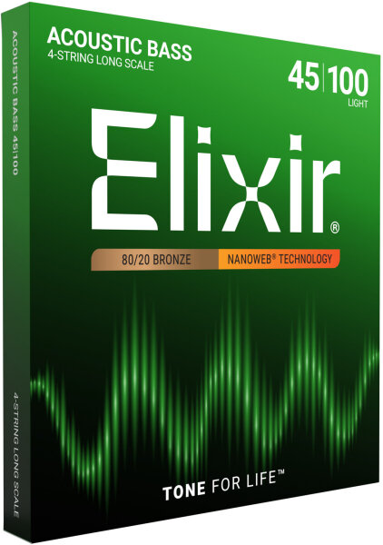 Elixir Nanoweb 80/20 Acoustic Bass Guitar Strings, 45-100, Light, View2