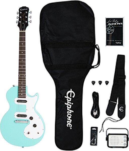 Epiphone Les Paul SL Electric Guitar Starter Pack (with Gig Bag), Turquoise, Action Position Back
