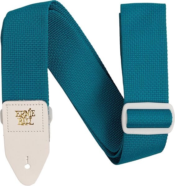 Ernie Ball Polypro Guitar Strap, Teal/White, Action Position Back