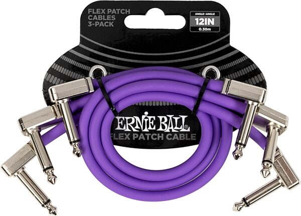 Ernie Ball Flex Patch Cables, Purple, 1 foot, 3-Pack, Action Position Back