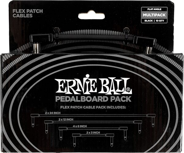 Ernie Ball Flex Patch Cables, Black, Pedalboard Pack, Action Position Back