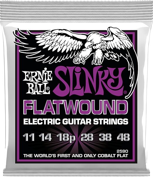 Ernie Ball Slinky Flatwound Electric Guitar String Set, P02590, Action Position Back