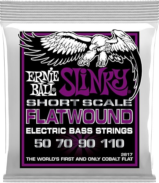 Ernie Ball Flatwound Short Scale Bass Guitar String Set, P02817, Action Position Back