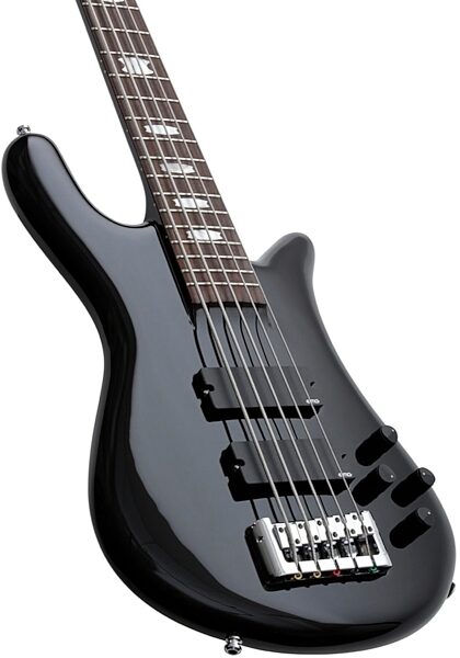 Spector Euro5 Electric Bass, 5-String (with Gig Bag), Solid Black Gloss Closeup
