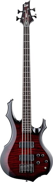 ESP LTD F-1004FM Electric Bass, See-Thru Black Cherry Sunburst, Action Position Back
