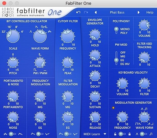 FabFilter One Synthesizer Software Instrument Plug-in, Digital Download, Screenshot Front