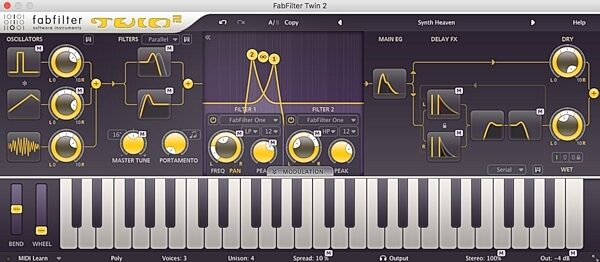 FabFilter Twin 2 Synthesizer Plug-in, Digital Download, Screenshot Front