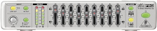 Behringer FBQ800 Ultra Compact 9-Band Graphic Equalizer with FBQ, Front