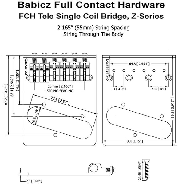 Babicz FCH Z Series Tele Bridge, Chrome, Bridge, Alt