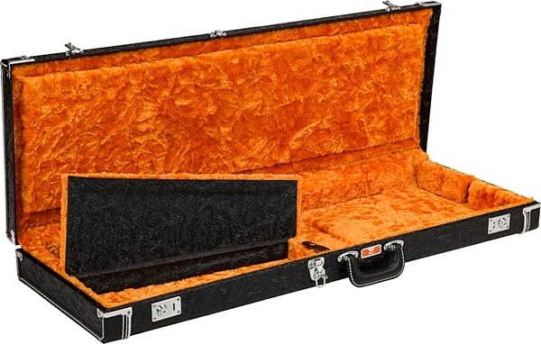 Fender Waylon Jennings Stratocaster/Telecaster Guitar Case, Western Tooled Black, Main