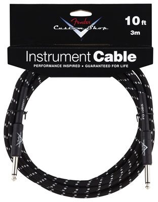 Fender Custom Shop Guitar Instrument Cable, Black Tweed 10 Feet Straight Plug