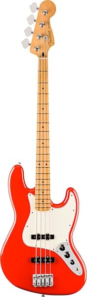 Fender Player II Jazz Electric Bass, with Maple Fingerboard, Coral Red, Action Position Back