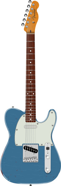 Fender Limited-Edition Vintera II Road Worn '60s Telecaster Rosewood Fingerboard Electric Guitar (with Gig Bag), Lake Placid Blue, Action Position Front