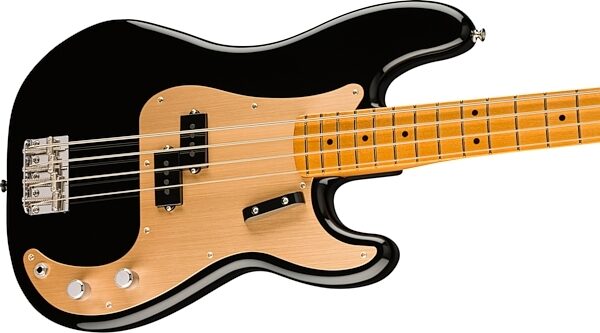 Fender Vintera II '50s Precision Electric Bass, Maple Fingerboard (with Gig Bag), Black, Action Position Back