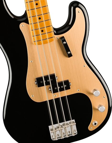 Fender Vintera II '50s Precision Electric Bass, Maple Fingerboard (with Gig Bag), Black, Action Position Back