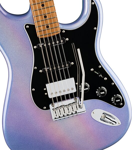 Fender 70th Anniversary American Ultra Stratocater HSS Electric Guitar (with Case), Amethyst, Action Position Back
