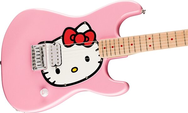 Squier Limited Edition 50th Anniversary Hello Kitty Stratocaster Electric Guitar (with Gig Bag), Action Position Back