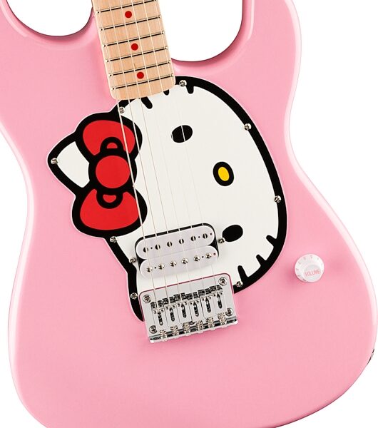 Squier Limited Edition 50th Anniversary Hello Kitty Stratocaster Electric Guitar (with Gig Bag), Action Position Back
