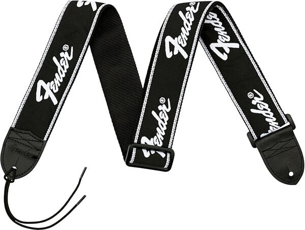 Fender Running Logo Guitar Strap, Black and White, Action Position Back