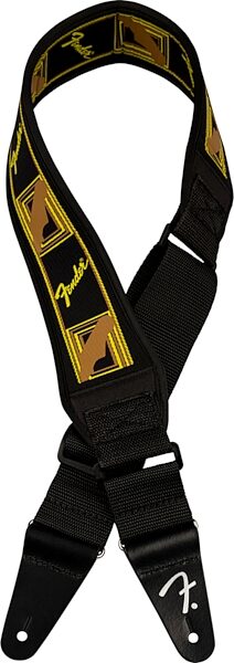 Fender Swell Neoprene Guitar Strap, Black, Yellow, Brown, 2.5 inch, Action Position Back