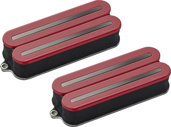 Fishman Fluence Modern Open-Core Ceramic Humbucker 8-String Electric Guitar Pickup Set, Red with Black Nickel Blades, Action Position Back