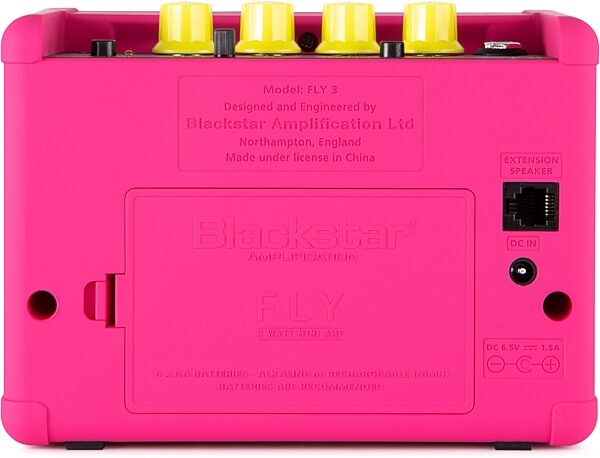 Blackstar Fly 3 Limited-Edition Neon Battery-Powered Guitar Combo Amplifier (3 Watts), Action Position Back