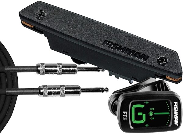 Fishman Rare Earth Acoustic Guitar Pickup, With Fishman FT2 Tuner and GA110 Cable (10&#039;), pack