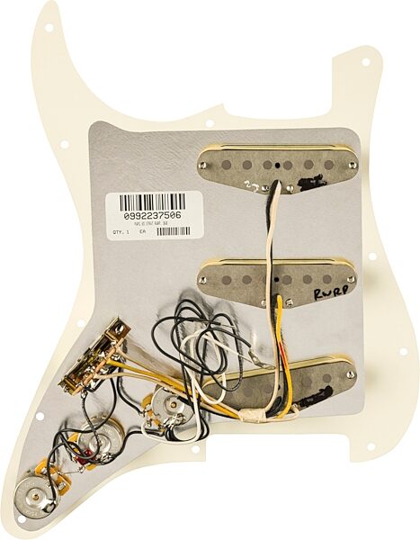 Fender Pre-Wired '65 Stratocaster Pickguard, Parchment, 11 Hole, Action Position Back