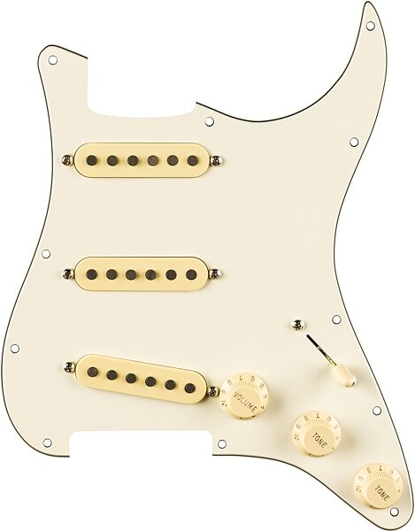 Fender EJ Pre-Wired Stratocaster Pickguard, Parchment, 11 Hole, Action Position Back