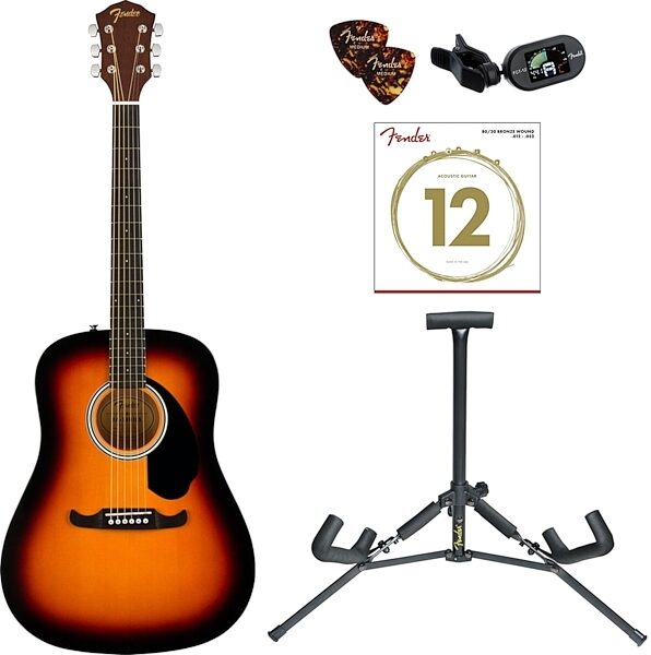 Fender FA-125 Dreadnought Acoustic Guitar Pack, Sunburst, Main