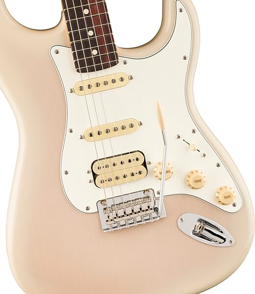 Fender Player II Stratocaster HSS Chambered Ash Electric Guitar, White Blonde, Action Position Back