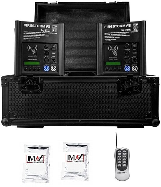 JMAZ Firestorm F3 Cold Spark 2-Unit Package, Black, Main with all components Front