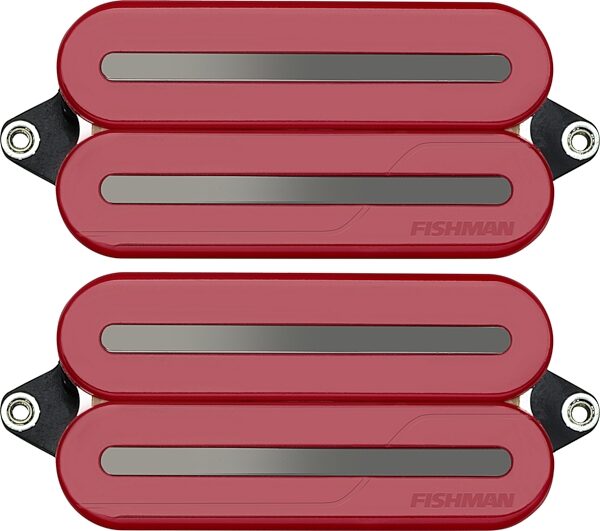 Fishman Fluence Open-Core Modern Humbucker Electric Guitar Pickup Set, Red with Black Nickel Blades, Action Position Back