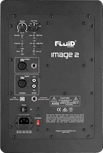 Fluid Audio Image 2 3-Way Studio Reference Monitor, New, Rear
