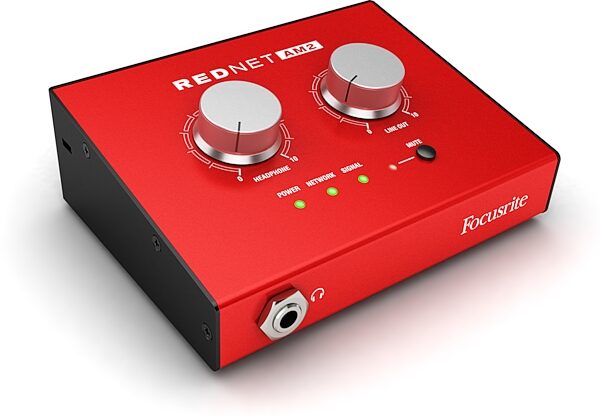 Focusrite RedNet AM2 Stereo Dante Headphone Amplifier, Action Position Side