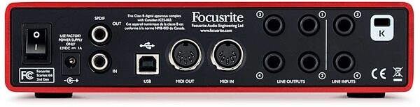 Focusrite Scarlett 6i6 2nd Gen USB Audio Interface, Rear