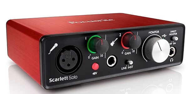 Focusrite Scarlett Solo 2nd Gen USB Audio Interface, Angle Left