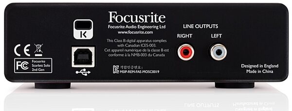 Focusrite Scarlett Solo 2nd Gen USB Audio Interface, Rear