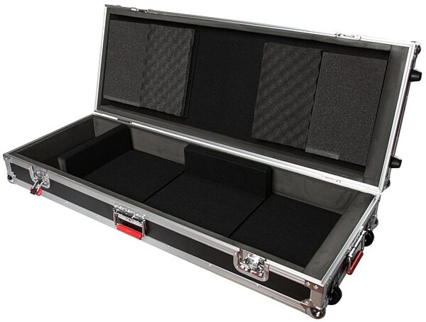 Gator G-TOUR V2 ATA Wood Keyboard Flight Cases with Wheels, GTOUR61V2 - Open