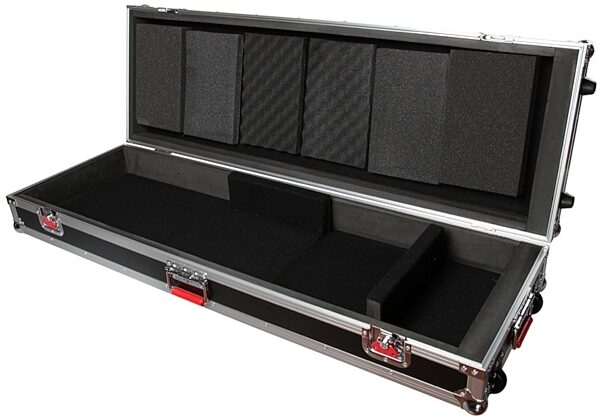 Gator G-TOUR V2 ATA Wood Keyboard Flight Cases with Wheels, GTOUR76V2 - Open