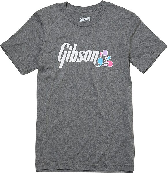 Gibson Floral Logo T-Shirt, Dark Grey, XS, Action Position Back