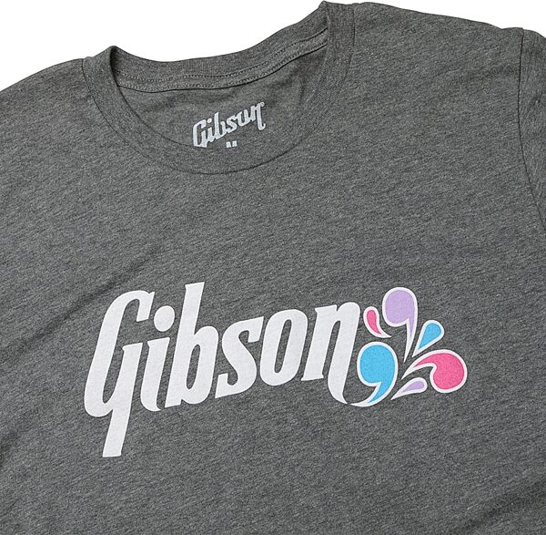 Gibson Floral Logo T-Shirt, Dark Grey, XS, Action Position Back