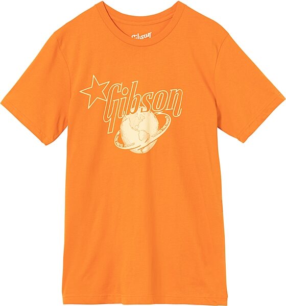 Gibson Frets Heard Round the World T-Shirt, Orange, Small, Action Position Back