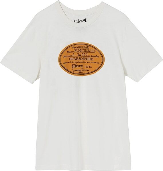 Gibson Acoustic Label T-Shirt, Vintage White, Large, Action Position Front