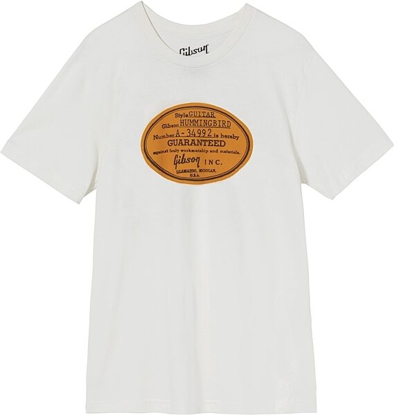 Gibson Acoustic Label T-Shirt, Vintage White, Medium, Action Position Front