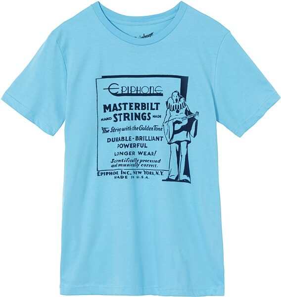 Epiphone Masterbilt Strings T-Shirt, Sky Blue, Small, Main