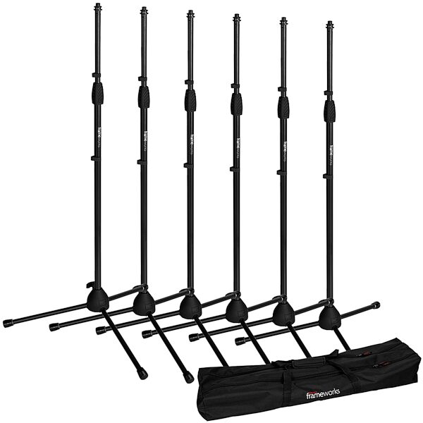 Gator Frameworks GFW-MIC-2000 Standard Tripod Microphone Stand, 6-Pack (with Bag), pack