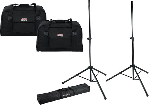 Gator GFW-SPK-2000SET Speaker Stands Pair (with Bag), With Gator GPA-TOTE10 Heavy Duty Speaker Tote Bags, Main