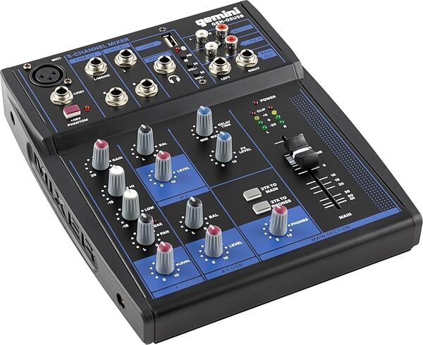 Gemini GEM-05USB Mixer with Bluetooth, New, Angled Front