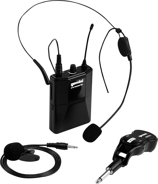 Gemini GMU-HSL100 UHF Wireless Headset and Lavalier Microphone System, New, Action Position Back